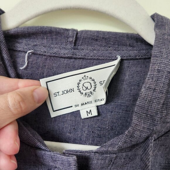 St. John Sport Linen Blend Jacket Pant Set - Picture 3 of 11